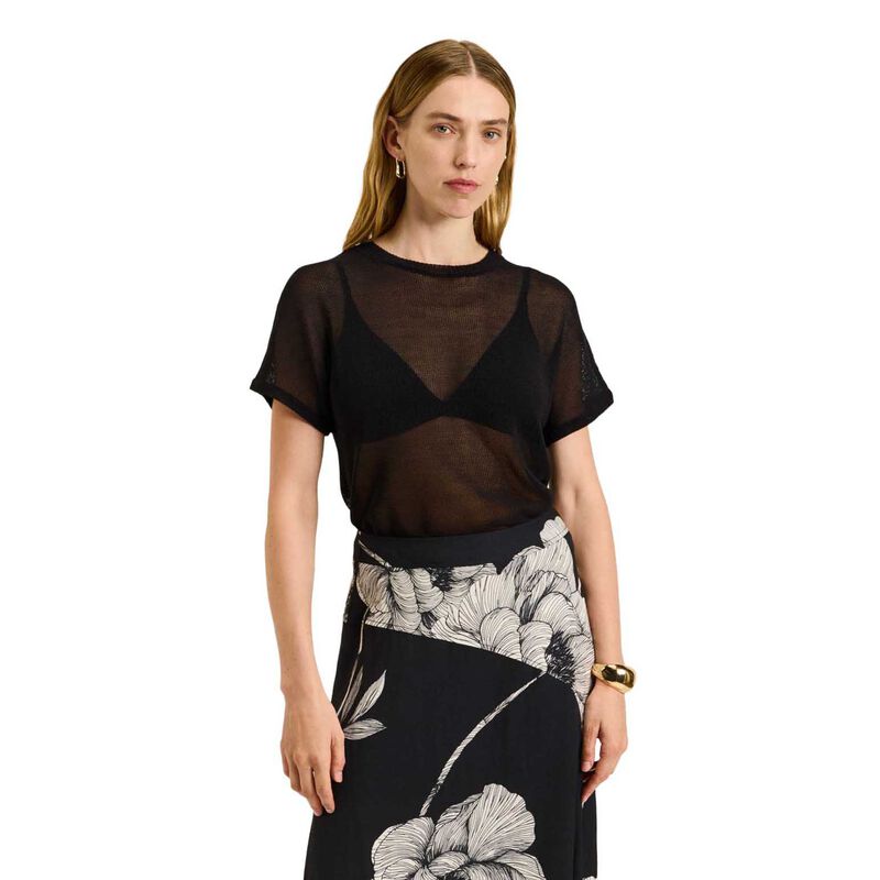 Veronika Maine Boxy Mesh Knit Tee image number 8